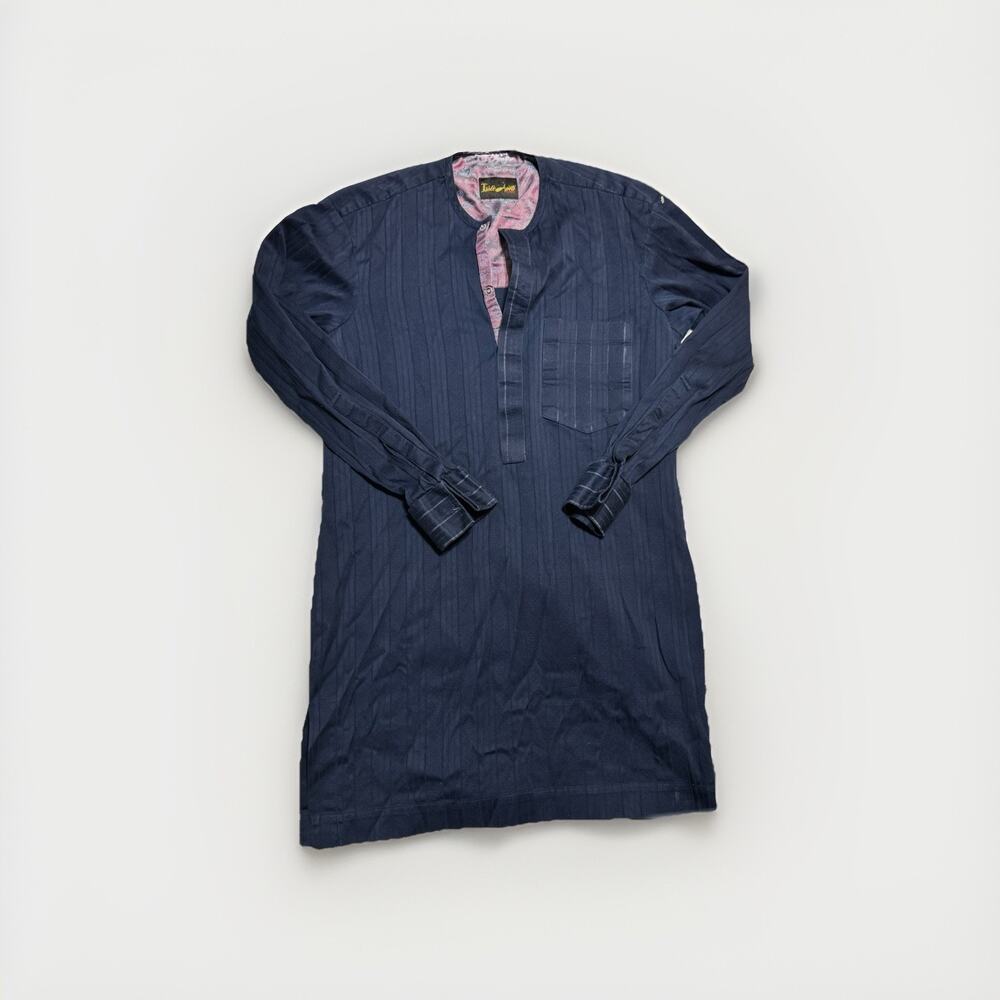 Isale Apoti by Rhobes Men’s Navy Kaftan Long Sleeve Shirt African Luxury Wear